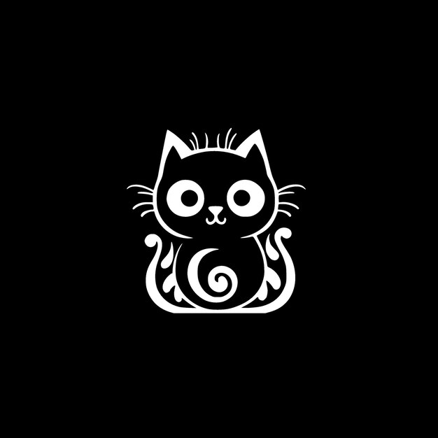 Cat Black and White Isolated Icon Vector illustration