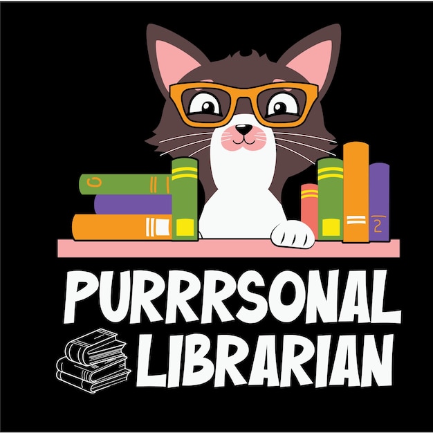 Vector cat and books svg cat vector design