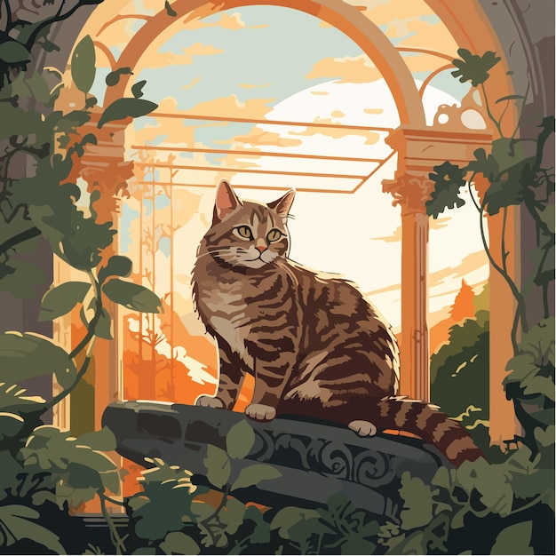 A cat in the botanical gardens during daytime