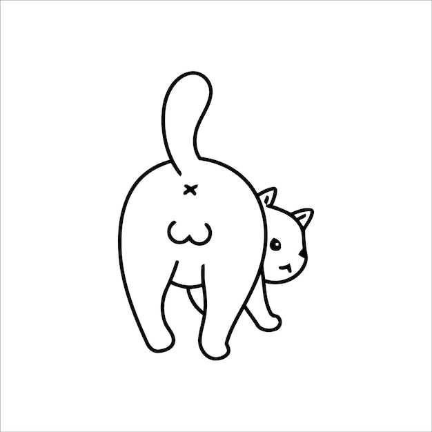 고양이 애호가를 위한 고양이 엉덩이 색칠 페이지