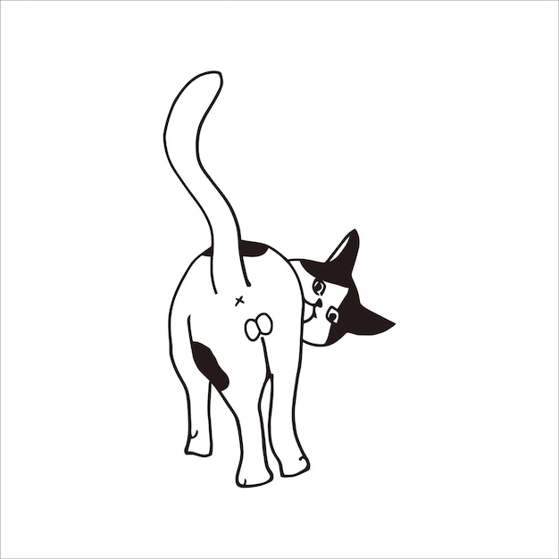 Cat butt coloring page for cat lovers