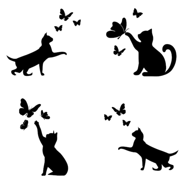 Vettore gatto e farfalla svg gatto svg farfalla swg