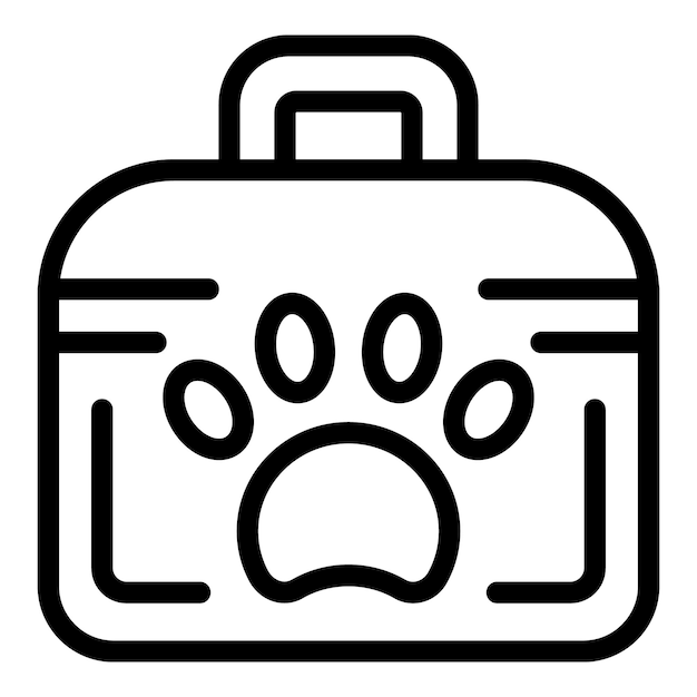 Vettore di contorno dell'icona della valigia per gatti borsa per animali domestici