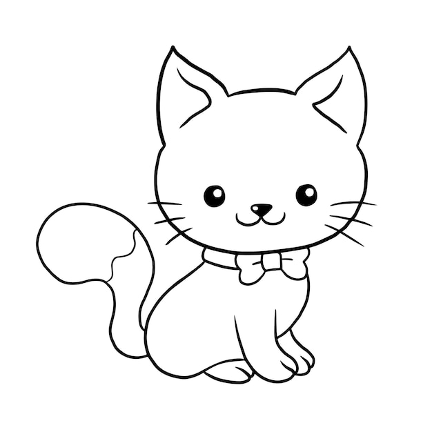 Vettore gatto cartone animato animale carino kawaii doodle colorazione pagina disegno