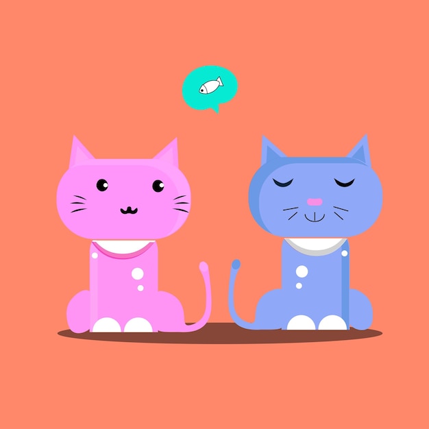 Персонаж мультфильма "Кот" Икона вектора "Котка" Калико Иллюстрация персонажа "Дудл" Плоская мультфильм