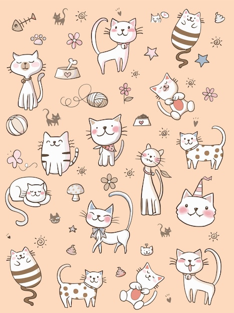 Personaggio dei cartoni animati di gatto carino
