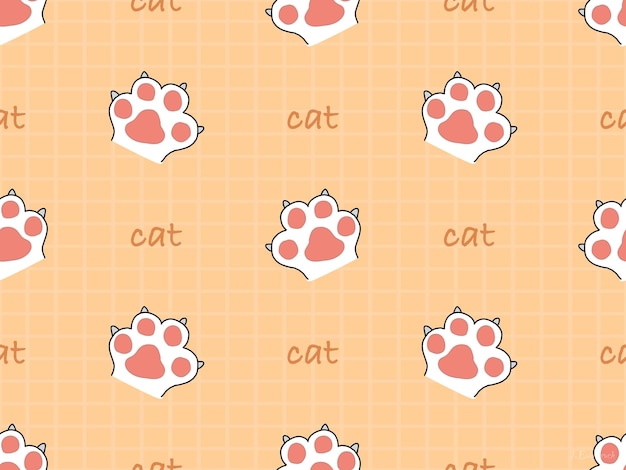 Cat cartoon character seamless pattern on orange background