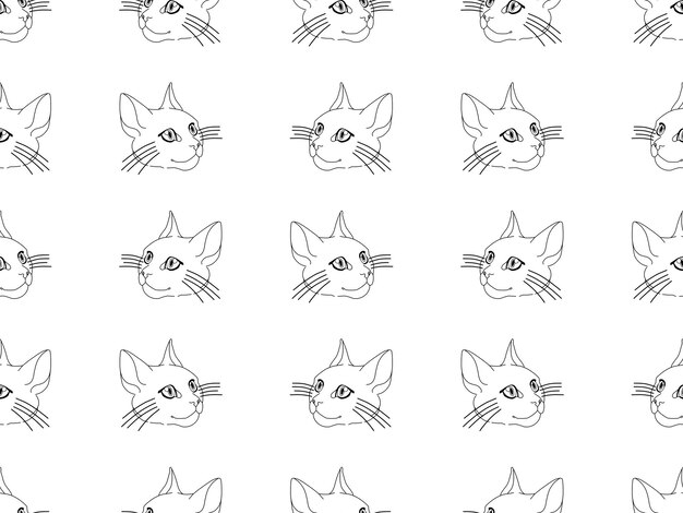 Cat cartoon character seamless pattern on white background