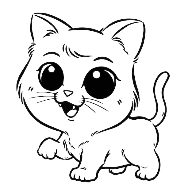 Vector cat cartoon - coloring book