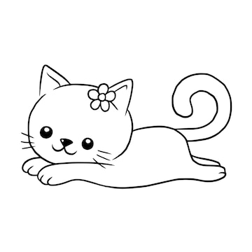 Premium Vector | Cat cartoon cute kawaii anime doodle coloring page