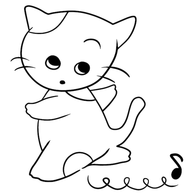 Vettore gatto cartone animato doodle kawaii anime pagina da colorare carino illustrazione disegno personaggio chibi manga fumetto