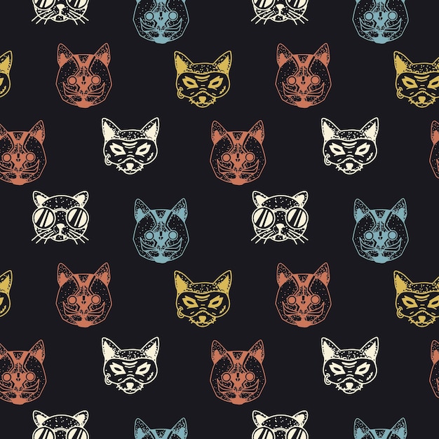 Cat cartoon doodle seamless pattern background