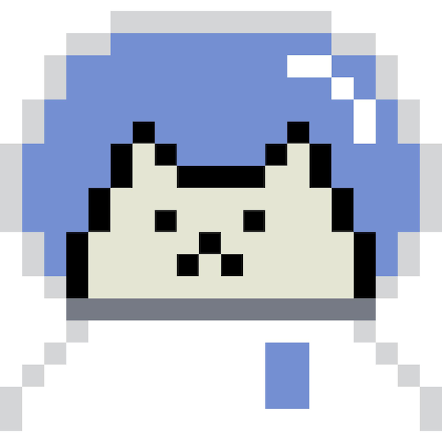 Vector cat cartoon icon in pixel stylex9