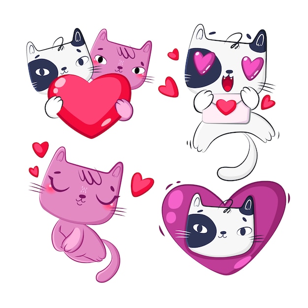 Cat cartoon in love collection