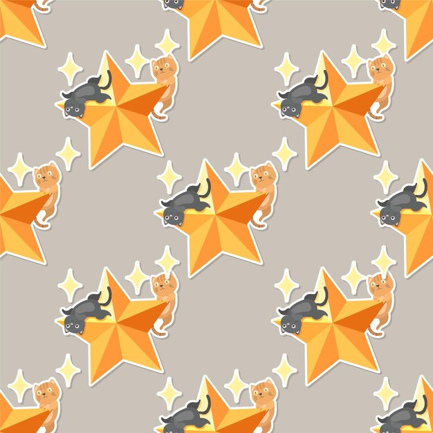 cat cartoon seamless pattern