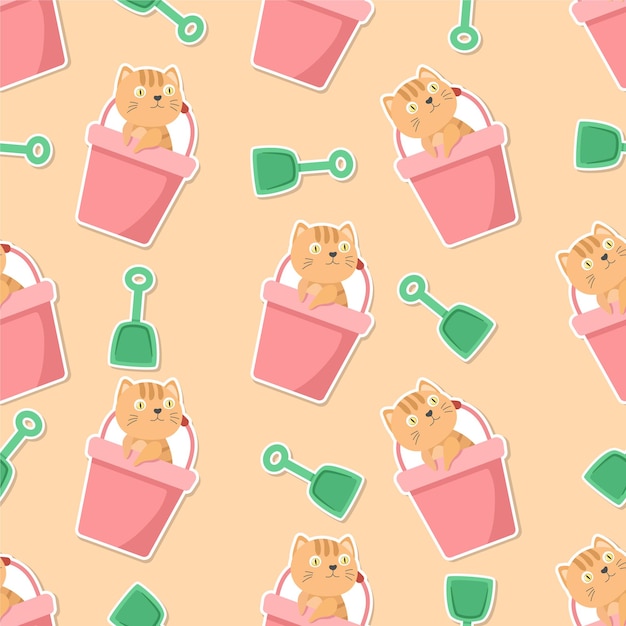 cat cartoon seamless pattern