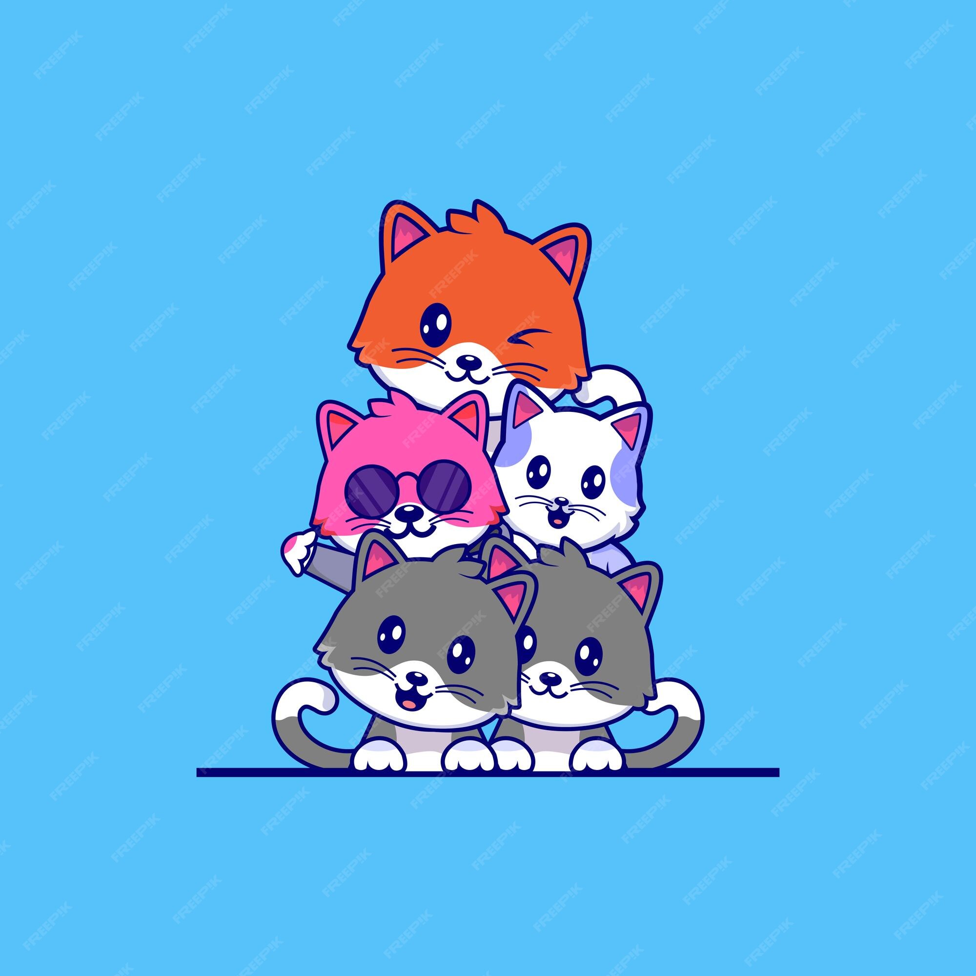 Kawaii cat icon cute animal graphic Royalty Free Vector