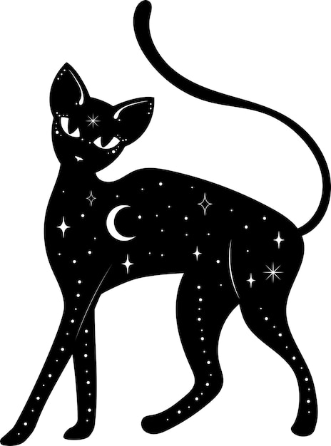 猫猫のシルエット黒猫神秘的な猫ベクトルイラスト