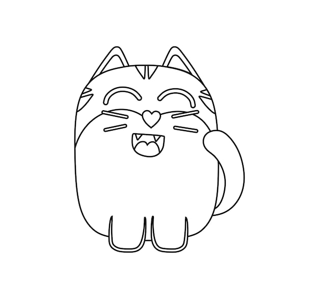 Кошачий персонаж черно-белая векторная раскраска для детей