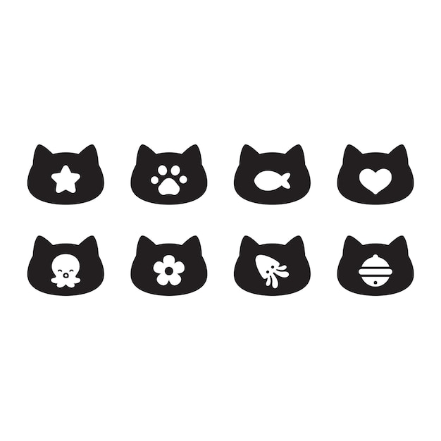 Cat character cartoon kitten head icon