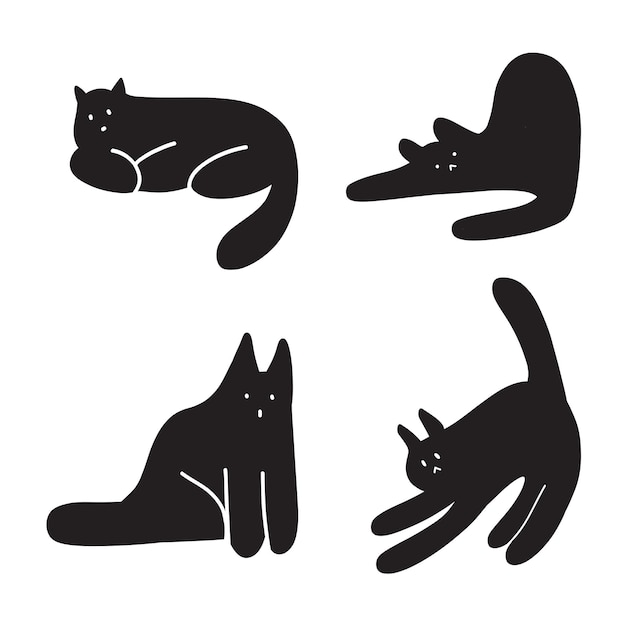 cat character illustration vektor black colour