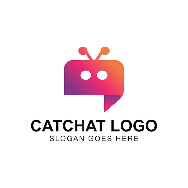 Cat chat logo design vector illustration