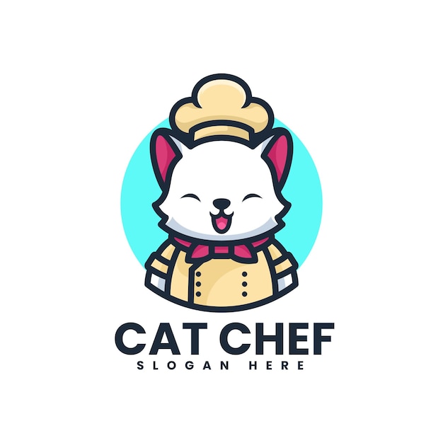 Cat chef illustration mascot logo