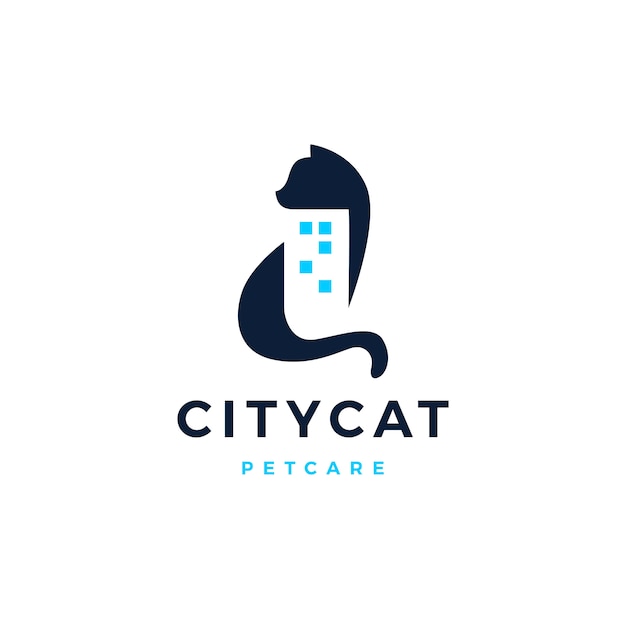 Cat city building home house logo vector icon illustration