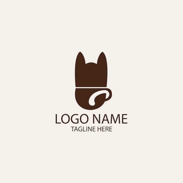 Vettore vettore di progettazione del logo del caffè per gatti