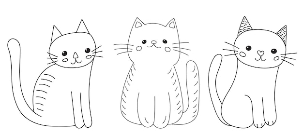 Vector cat coloring book for children isolatedisolated