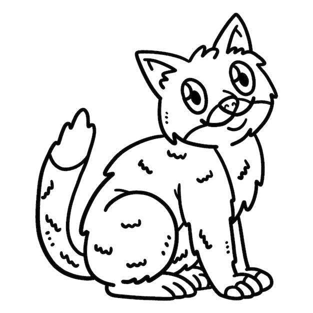 Cat Coloring Page Isolated for Kids