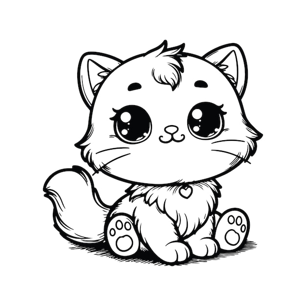 Vector cat coloring page for kids vector outline illustration