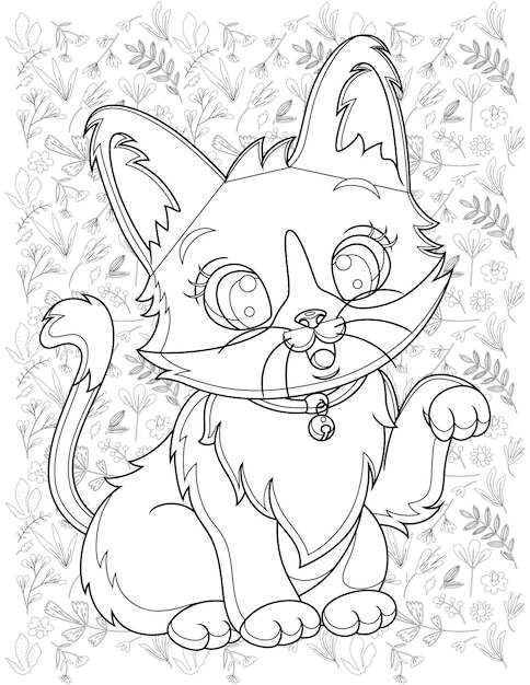 Vector cat coloring page