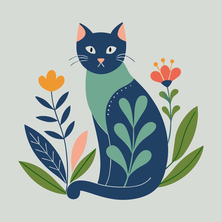 Vector a cat composed of various tender scandinavian wild vector illustration