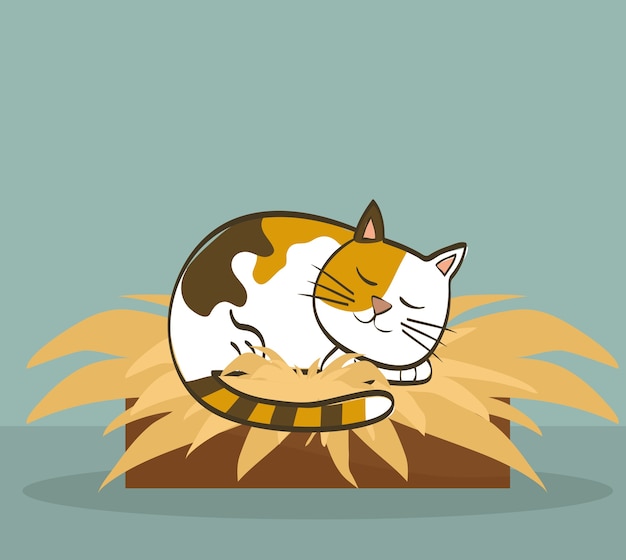 Vettore concetto di gatto con disegno dell'icona