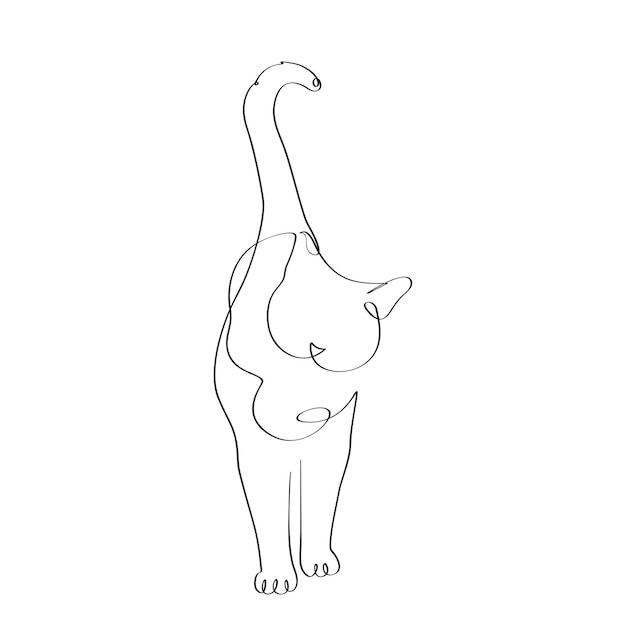 Cat continues line drawing an elegant minimalist sketch