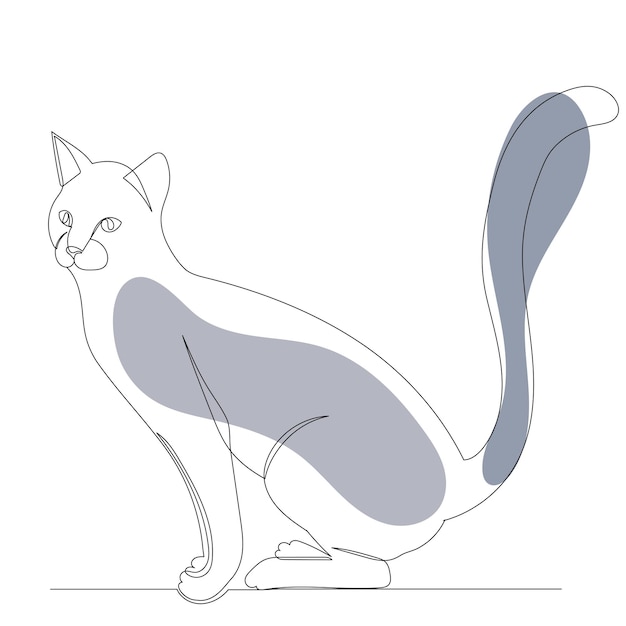 Cat continuous line drawing sketch vector