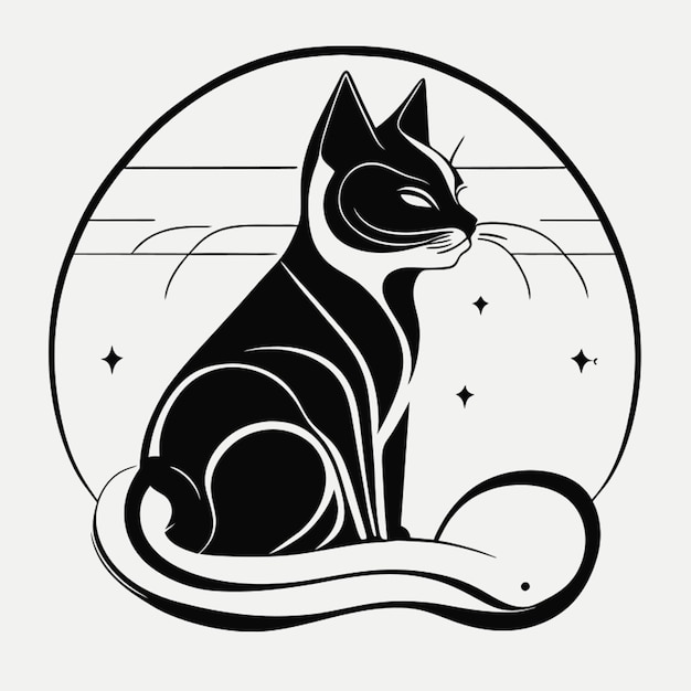 Cat cover malika favre style creative abstract minimalism art deco black white ink vector