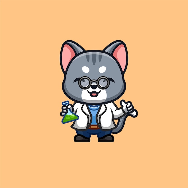 Vettore gatto carino animale kawaii mascotte logo