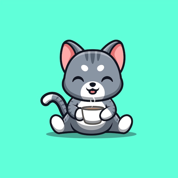 Gatto carino animale kawaii mascotte logo