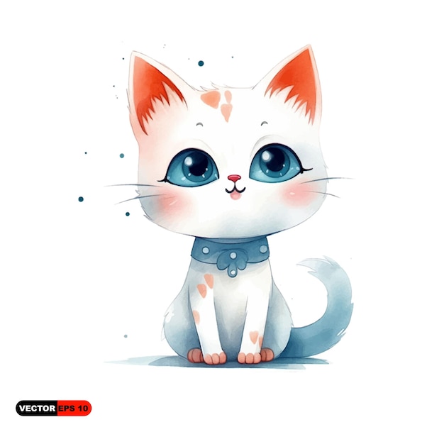 Cat cute drawing childish white background