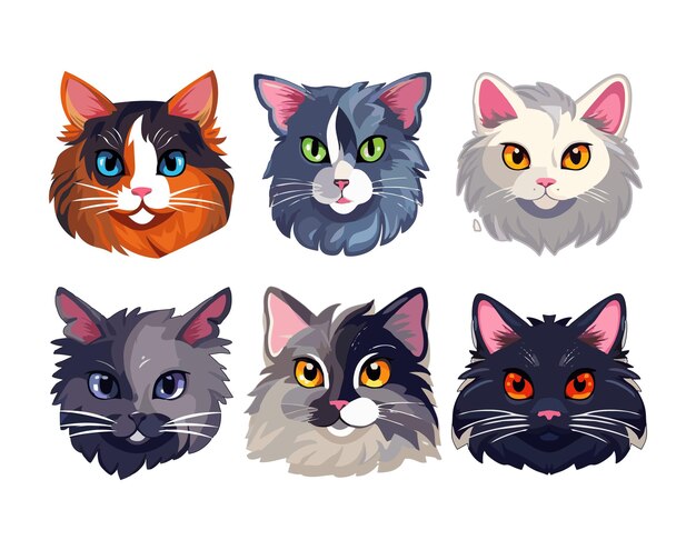 Cat Cute Head Vector Collection Sticker 1