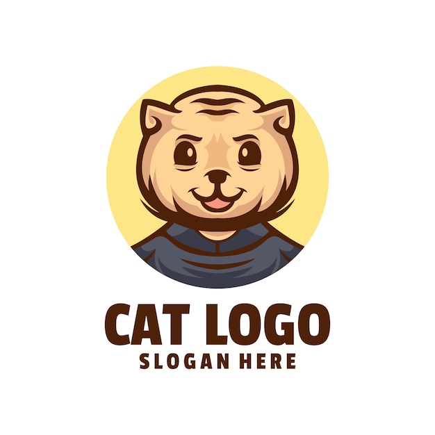 Cat cute logo design vector