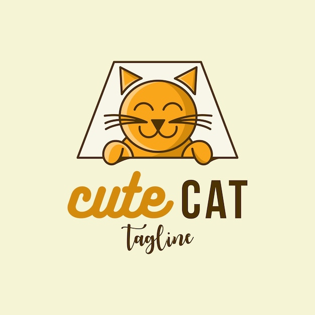 Vector cat cute logo design