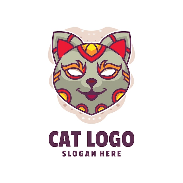 Gatto, cyborg, cartone animato, logotipo, vettore