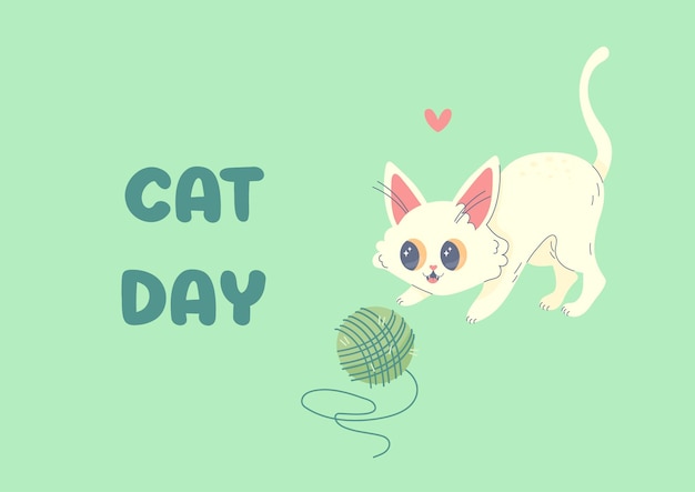 고양이 날 카드 휴일 8월 8일 kawaii  ⁇ 터