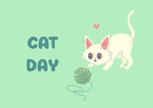 Festa della carta del giorno del gatto 8 agosto vettore kawaii