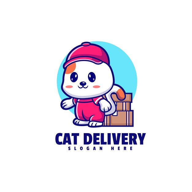 Cat Delivery Mascot Illustration amp Character Logo