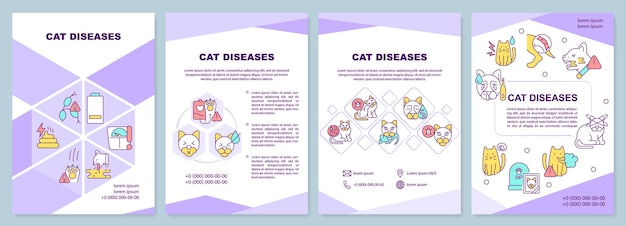 Cat diseases purple brochure template