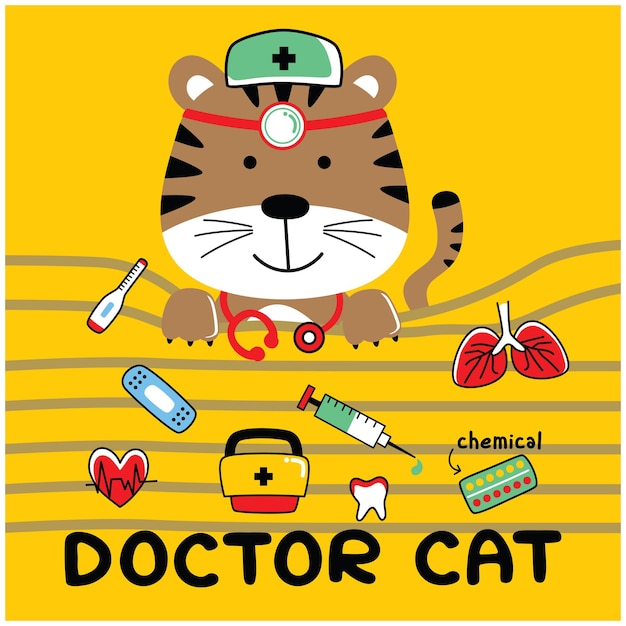 Cat the doctor funny animal cartoon